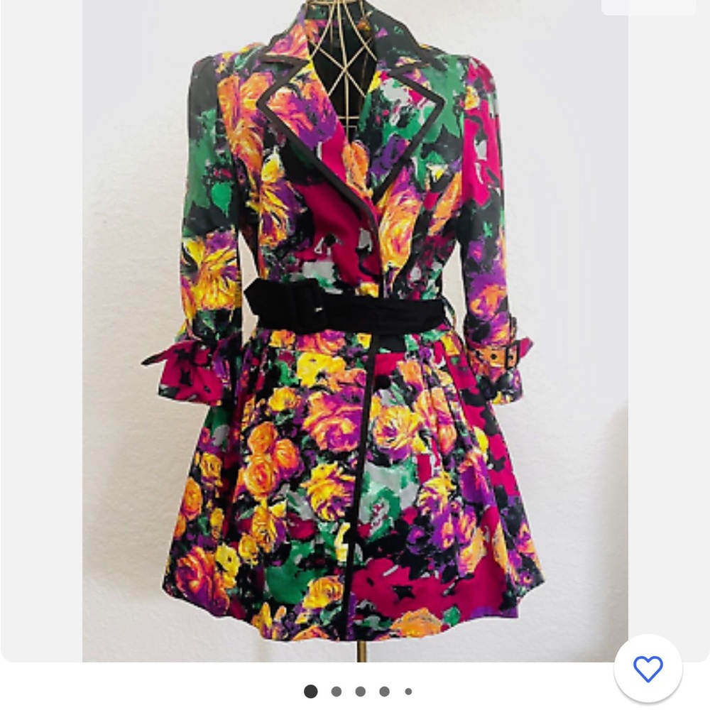 Monet Floral MIDI trench coat by Double Zero - SIZE SMALL - gorgeous coat